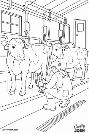 Cows being milked in a milking parlor