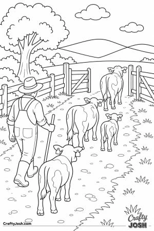 Cows following the farmer to the field