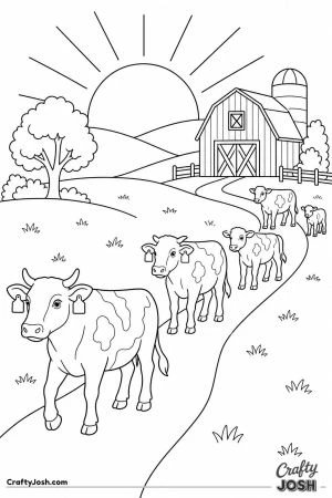 Cows walking back to the barn at sunset