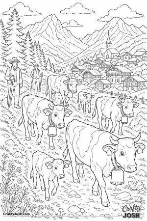 Cows with bells coming down from the mountains