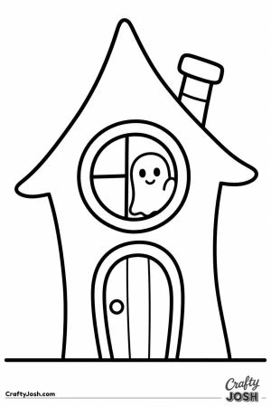 Crooked little haunted house with one window