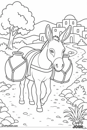 Donkey carrying water jugs