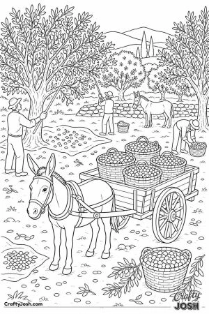 Donkey cart at an olive harvest