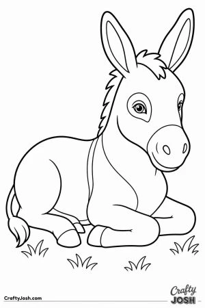 Donkey lying down resting