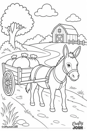 Donkey pulling a small cart