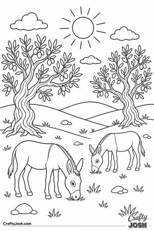 Donkeys in an olive grove