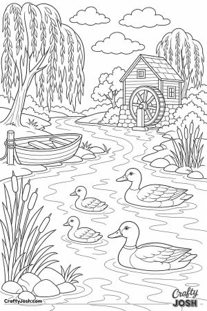 Duck family on a winding river