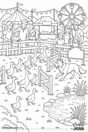 Duck herding demonstration at a fair
