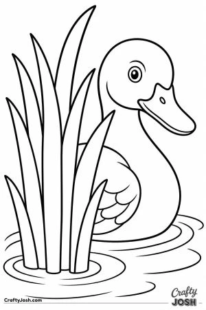 Duck peeking out from the reeds