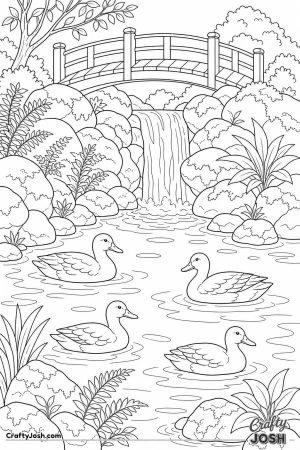 Ducks at a waterfall pool