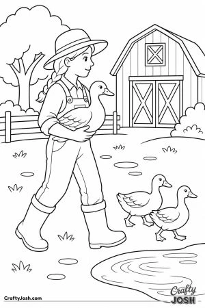 Farmer carrying a duck under her arm