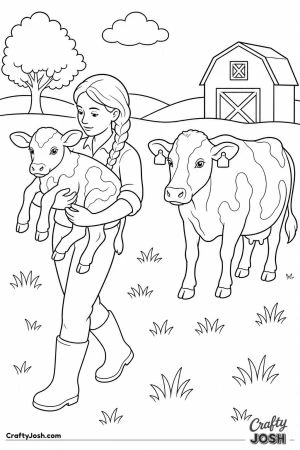 Farmer carrying a newborn calf to the barn