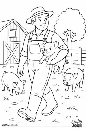 Farmer carrying a piglet under his arm