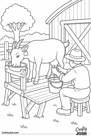 Farmer milking a goat on a milking stand