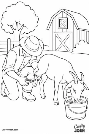 Farmer trimming a goat hooves