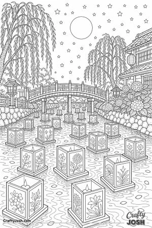 Floating paper lanterns on a river