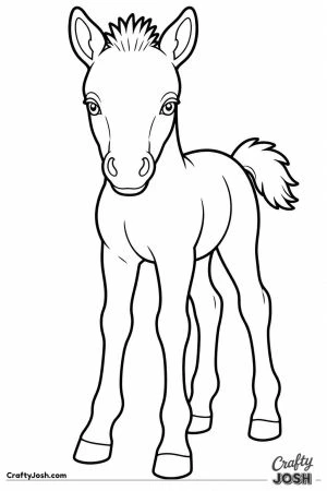 Fluffy foal with a short bristly mane