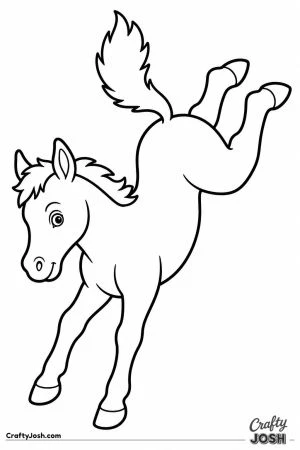Foal kicking up its back heels in play