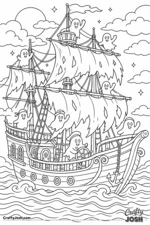 Friendly ghost ship sailing on the waves