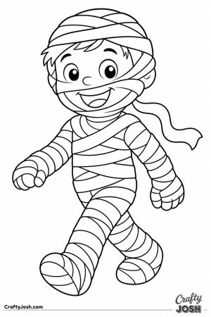 Friendly mummy costume with a bandage coming loose