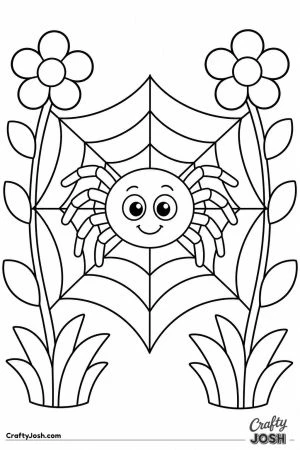 Friendly spider on a web in a witch garden