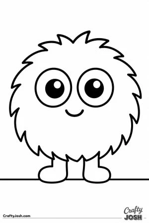 Fuzzy ball monster on two little legs
