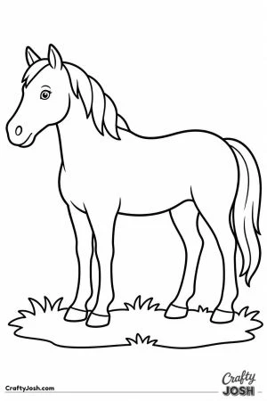 Gentle horse standing side on in the grass