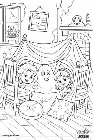 Ghost and kids making a blanket fort