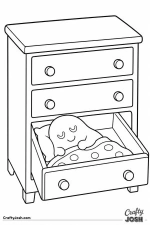 Ghost asleep in an open drawer