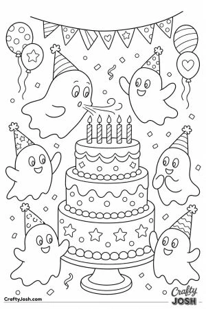 Ghost birthday party with a cake