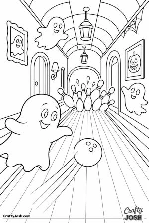 Ghost bowling down a long hallway