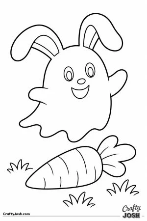 Ghost bunny hopping over a carrot