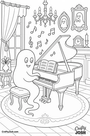Ghost playing a grand piano
