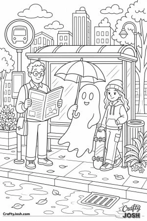 Ghost waiting at a bus stop