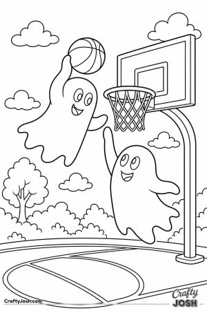 Ghosts playing basketball