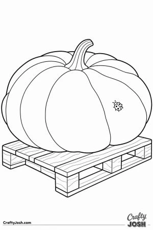 Giant lopsided pumpkin on a wooden pallet