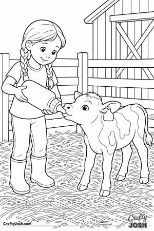 Girl bottle feeding a calf