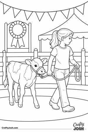 Girl leading her calf at the county fair