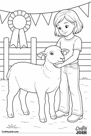 Girl showing her sheep at the county fair
