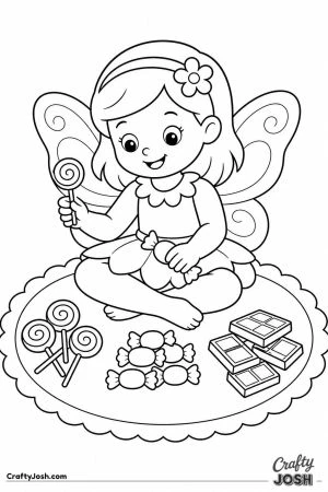 Girl sorting candy into piles on the rug