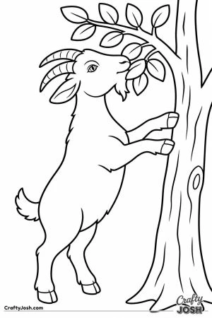 Goat standing on its back legs to nibble leaves