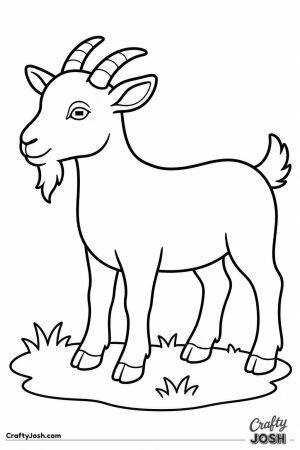 Goat standing side on with little horns