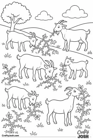 Goats clearing weeds on a hillside