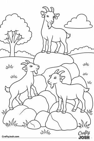 Goats climbing a pile of rocks