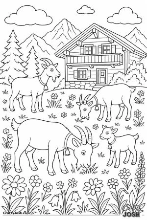Goats with bells in a mountain meadow