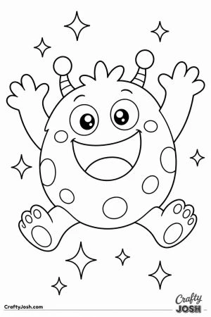 Happy monster jumping for joy