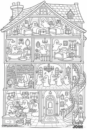 Haunted house cutaway showing every room