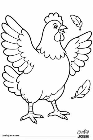 Hen flapping her wings