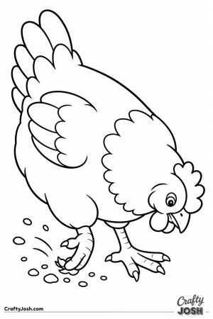 Hen scratching the ground with one foot