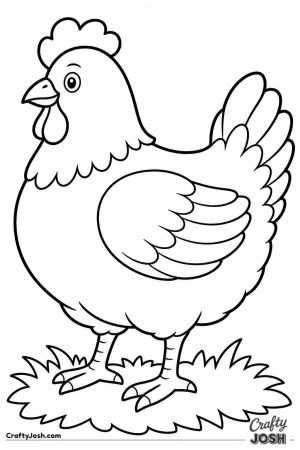 Hen standing side on in the grass